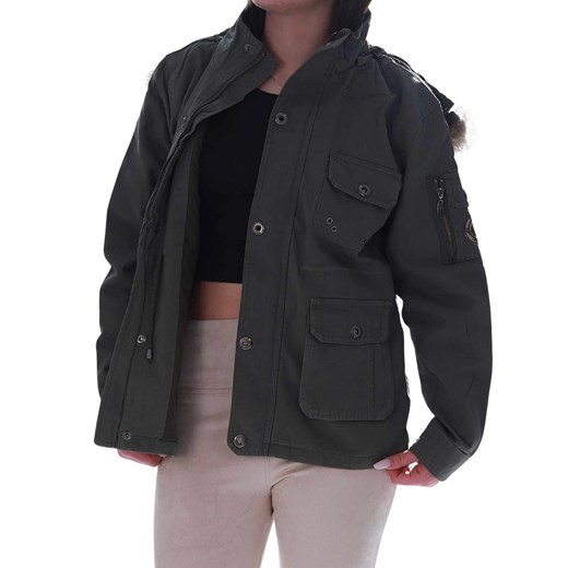 Ocieplana zielona zimowa kurtka parka z kapturem /H2 KR30 S0/ ze sklepu Pantofelek24.pl w kategorii Kurtki damskie - zdjęcie 186821659