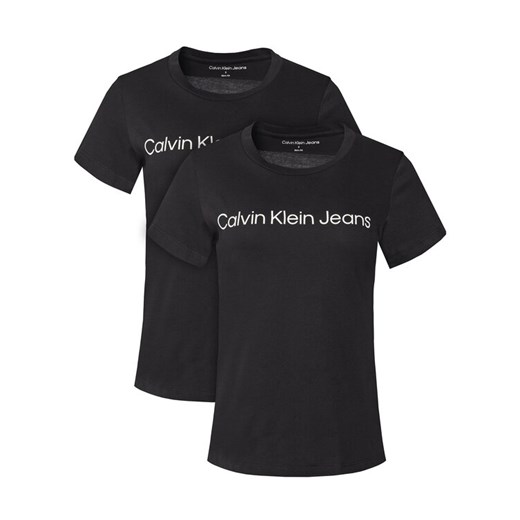 Calvin Klein Jeans Komplet t-shirtów J20J220161 Czarny Slim Fit ze sklepu MODIVO w kategorii Bluzki damskie - zdjęcie 186821786