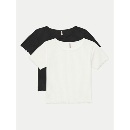 Kids ONLY Komplet t-shirtów Nella 15350065 Czarny Slim Fit ze sklepu MODIVO w kategorii Komplety dziewczęce - zdjęcie 186821799