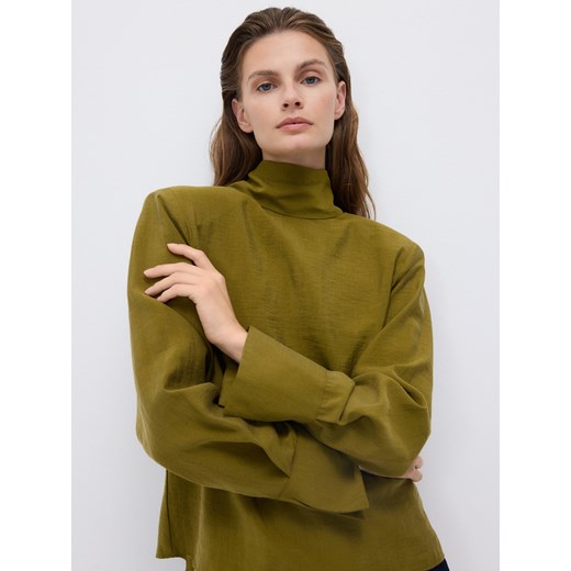 Reserved - Bluzka z kokardą - oliwkowy ze sklepu Reserved w kategorii Bluzki damskie - zdjęcie 186824779