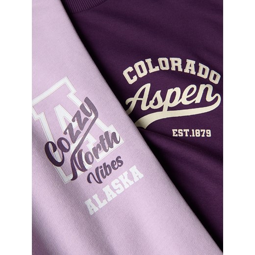 Reserved - Bawełniana bluza z nadrukiem - ciemnofioletowy Reserved 128 (7-8 lat) Reserved