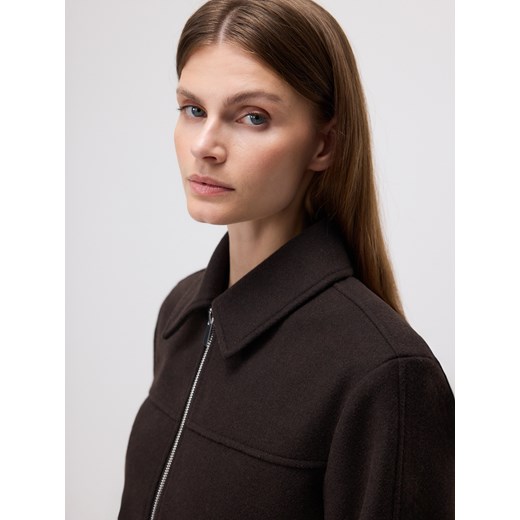 Reserved - Kurtka z kołnierzykiem - ciemnobrązowy ze sklepu Reserved w kategorii Kurtki damskie - zdjęcie 186825255