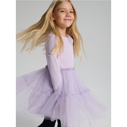Sinsay - Prążkowana sukienka babydoll - fioletowy - id: 279HF-04X - marki Sinsay - 186825718 Sinsay - Prążkowana sukienka babydoll - fioletowy ze sklepu Sinsay w kategorii Sukienki dziewczęce - zdjęcie 186825718