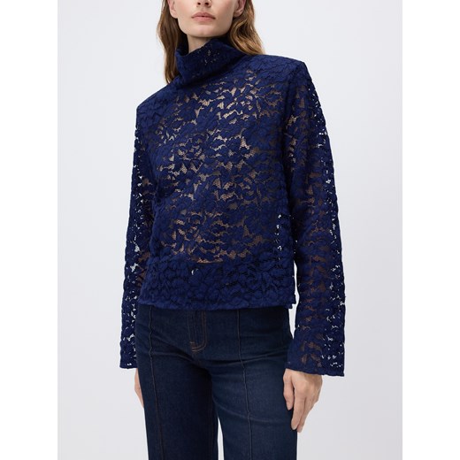 Reserved - Ażurowa bluzka z golfem - niebieski ze sklepu Reserved w kategorii Bluzki damskie - zdjęcie 187042008