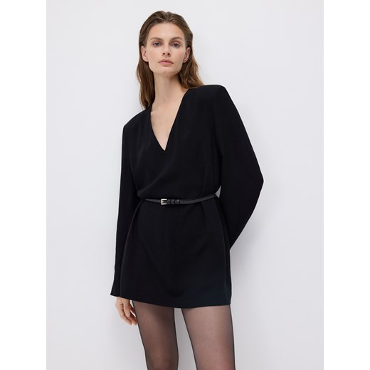 Reserved - Sukienka z wiskozą i lnem - czarny ze sklepu Reserved w kategorii Sukienki - zdjęcie 187042029