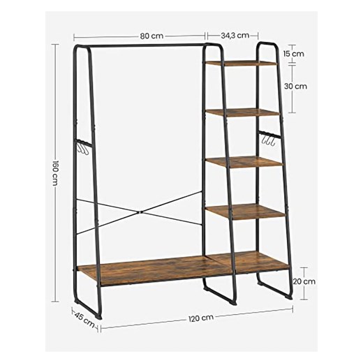 Songmics Garderoba stojąca w kolorze brązowo-czarnym - 120 x 160 x 45 cm Songmics onesize okazyjna cena Limango Polska