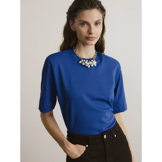 Reserved - T-shirt z poduszkami na ramionach - niebieski ze sklepu Reserved w kategorii Bluzki damskie - zdjęcie 187043856