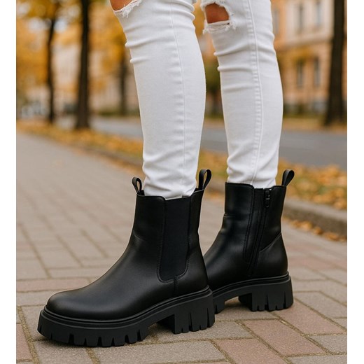 Ocieplane czarne botki na platformie /H2 J5-2 18377 T386/ ze sklepu Pantofelek24.pl w kategorii Botki - zdjęcie 187043978