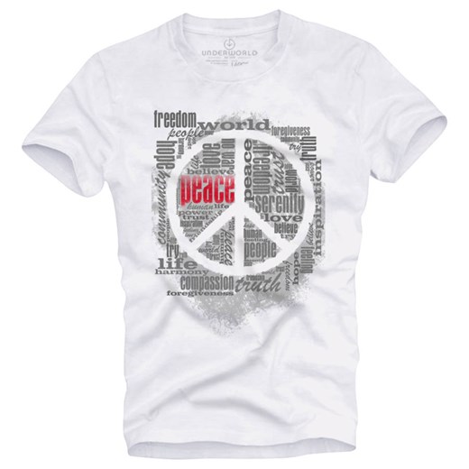 T-shirt męski UNDERWORLD Peace biały ze sklepu morillo w kategorii T-shirty męskie - zdjęcie 187047387