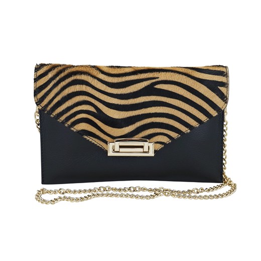 Wieczorowa kopertówka skórzana z modnym printem - Czarna ze sklepu Barberinis w kategorii Listonoszki - zdjęcie 187048417
