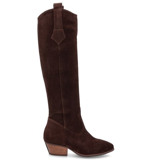Kozaki ze skóry zamszowej - TYMOTEO A1006 CZEKOLADOWE ze sklepu Tymoteo.pl - sklep obuwniczy w kategorii Kozaki damskie - zdjęcie 187048495