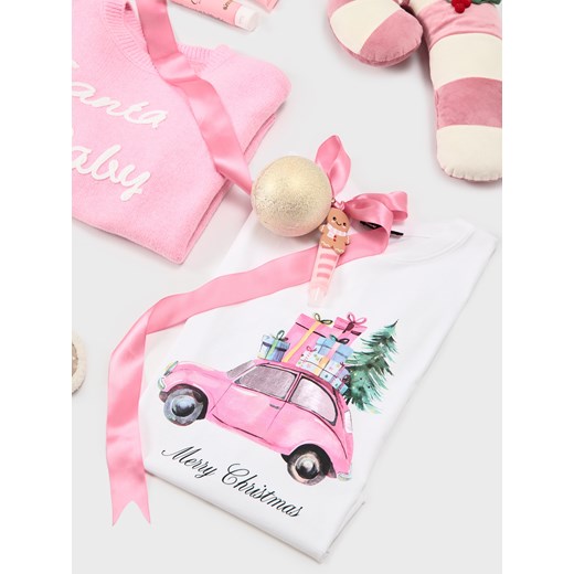 Sinsay - Bawełniana koszulka z nadrukiem świątecznym - biały Sinsay L Sinsay