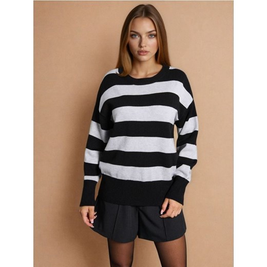Sinsay - Sweter w paski z wiskozy - czarny ze sklepu Sinsay w kategorii Swetry damskie - zdjęcie 187049156