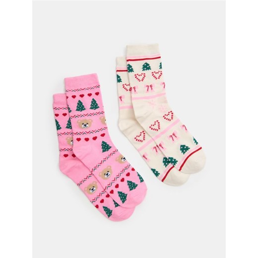 Sinsay - Skarpetki z motywem świątecznym 2 pack - wielobarwny - id: 433FI-MLC - marki Sinsay - 187049195 Sinsay - Skarpetki z motywem świątecznym 2 pack - wielobarwny ze sklepu Sinsay w kategorii Skarpetki damskie - zdjęcie 187049195