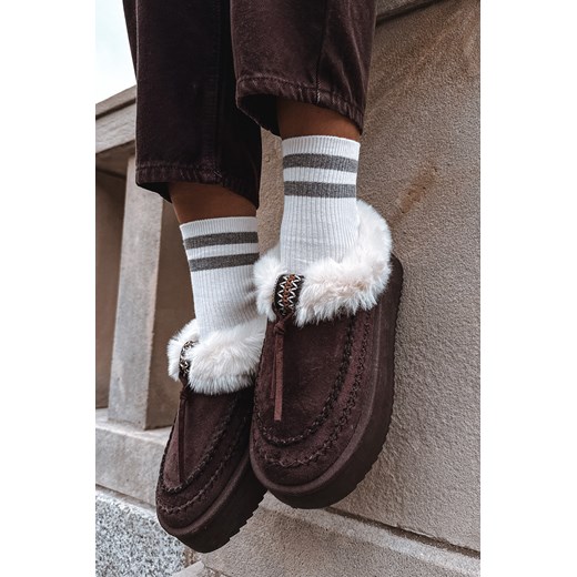 Damskie Śniegowce Eko Zamsz Platforma Futerko Czekoladowe Rosmira ze sklepu ZAZOO w kategorii Śniegowce damskie - zdjęcie 187049419