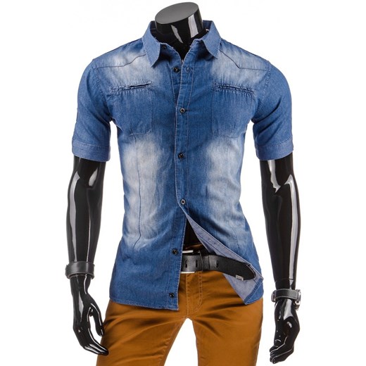 Koszula jeansowa z krótkim rękawem (kx0609) dstreet niebieski koszule