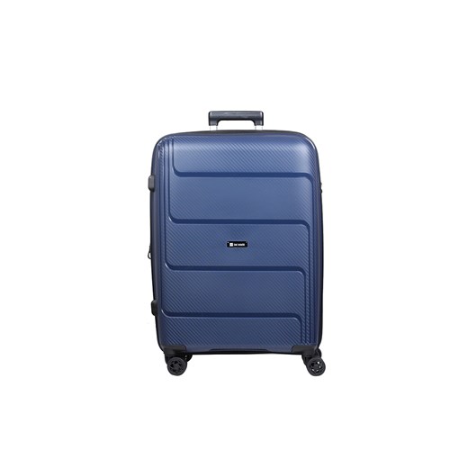 Granatowa średnia walizka z polipropylenu poszerzana Hard Class ze sklepu Słoń Torbalski w kategorii Walizki - zdjęcie 187188309