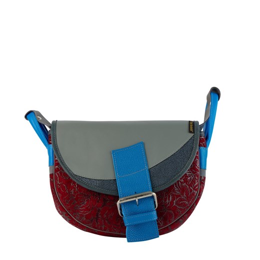 bordowo popielata torebka damska listonoszka skórzana na ramię F ze sklepu Słoń Torbalski w kategorii Listonoszki - zdjęcie 187188339