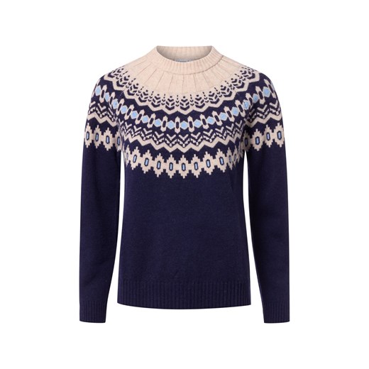 Marie Lund Damski sweter z dzianiny z zawartością merynosów Kobiety Wełna merino granatowy wzorzysty ze sklepu vangraaf w kategorii Swetry damskie - zdjęcie 187188536