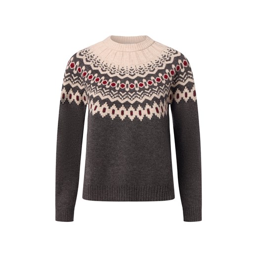 Marie Lund Damski sweter z dzianiny z zawartością merynosów Kobiety Wełna merino szary wzorzysty ze sklepu vangraaf w kategorii Swetry damskie - zdjęcie 187188539