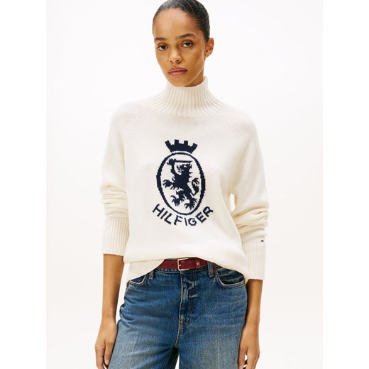 Tommy Hilfiger Wełniany sweter damski Kobiety Bawełna écru jednolity ze sklepu vangraaf w kategorii Swetry damskie - zdjęcie 187188558