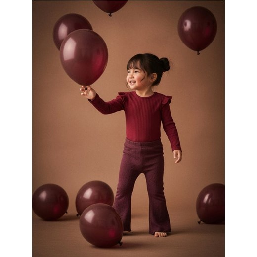 Sinsay - Prążkowane body z falbanką - bordowy Sinsay 62 (1-3 m) Sinsay