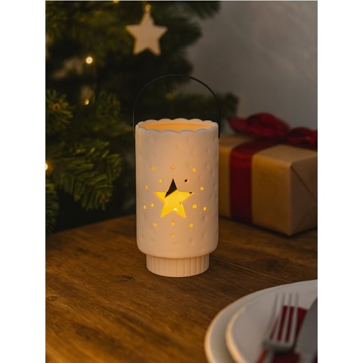 Sinsay - Ceramiczny świecznik z wyciętą gwiazdą - biały ze sklepu Sinsay w kategorii Świeczniki - zdjęcie 187190176