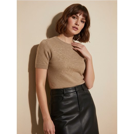 Sinsay - Bluzka swetrowa z domieszką wełny - brązowy ze sklepu Sinsay w kategorii Bluzki damskie - zdjęcie 187190187