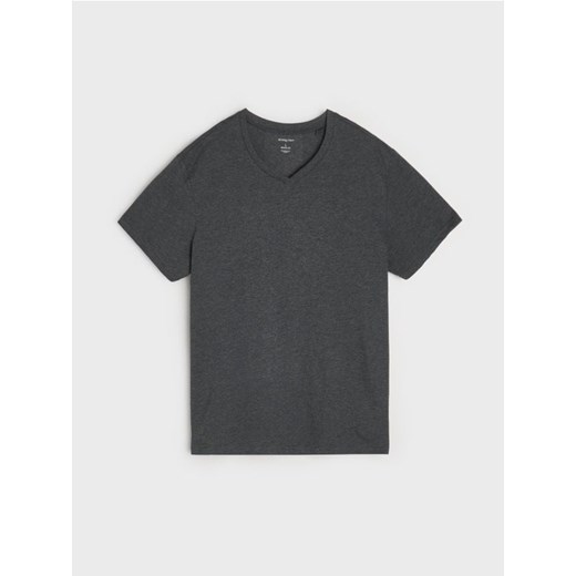 Sinsay - Koszulka basic z dekoltem w serek - szary ze sklepu Sinsay w kategorii T-shirty męskie - zdjęcie 187190206