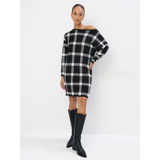 Mohito - Czarna sukienka mini w kratę - czarny ze sklepu Mohito w kategorii Sukienki - zdjęcie 187191167
