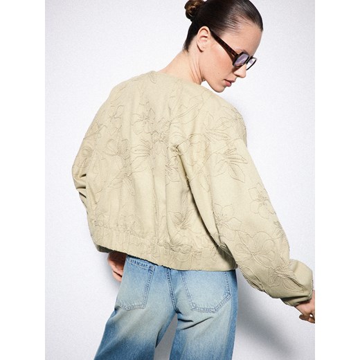 Mohito - Bawełniana kurtka z haftem - oliwkowy ze sklepu Mohito w kategorii Kurtki damskie - zdjęcie 187191205