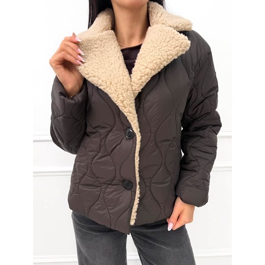 Czekoladowa Pikowana Kurtka z Misiem Modnakiecka.pl 42 ModnaKiecka.pl