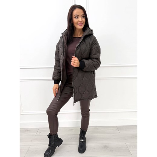 Czekoladowa Pikowana Kurtka z Kapturem Modnakiecka.pl 38 ModnaKiecka.pl