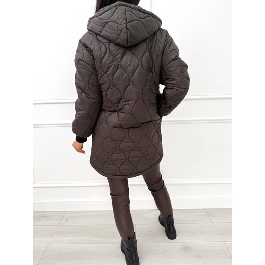 Czekoladowa Pikowana Kurtka z Kapturem Modnakiecka.pl 42 ModnaKiecka.pl