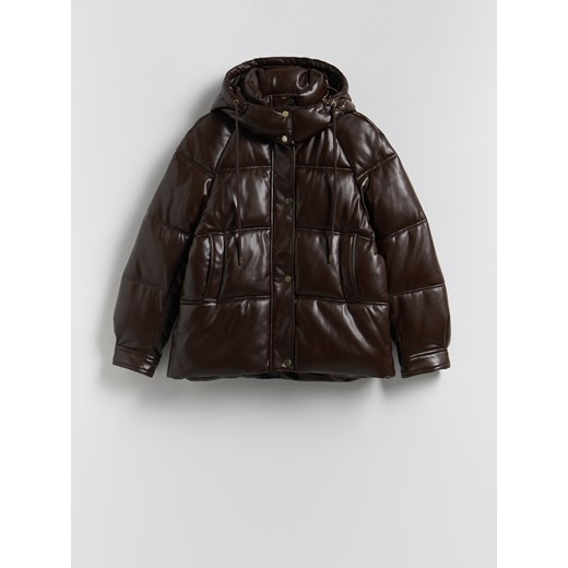 Reserved - Pikowana kurtka z kapturem - ciemnobrązowy ze sklepu Reserved w kategorii Kurtki damskie - zdjęcie 187191358