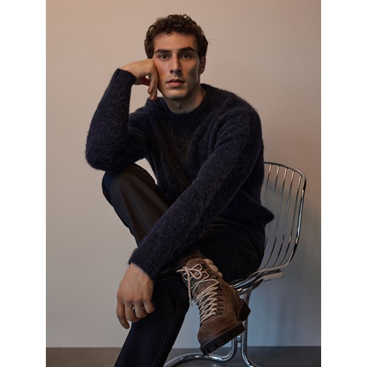 Reserved - Zamszowe botki za kostkę - brązowy ze sklepu Reserved w kategorii Buty zimowe męskie - zdjęcie 187191565