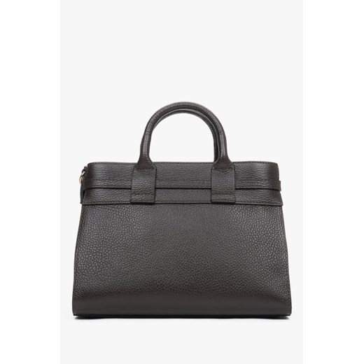 Estro: Mała ciemnobrązowa torebka damska typu kuferek z włoskiej skóry Estro One Size Estro