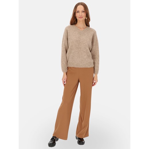 Beżowy sweter z wełną z alpaki i wełną merino L'AF Mela 36 Eye For Fashion