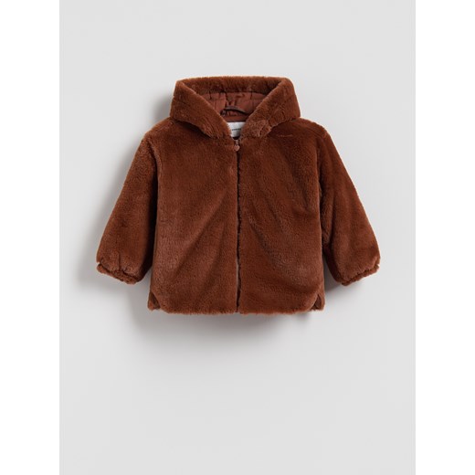 Reserved - Kurtka z miękkim misiem - ciemnobrązowy ze sklepu Reserved w kategorii Kurtki dziewczęce - zdjęcie 187196277