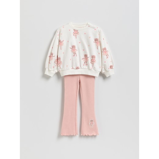 Reserved - Bawełniany komplet z nadrukiem - pastelowy róż ze sklepu Reserved w kategorii Komplety dziewczęce - zdjęcie 187196349