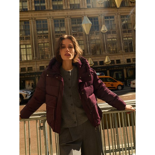 Reserved - Pikowana kurtka z kapturem - ciemnofioletowy ze sklepu Reserved w kategorii Kurtki damskie - zdjęcie 187196465