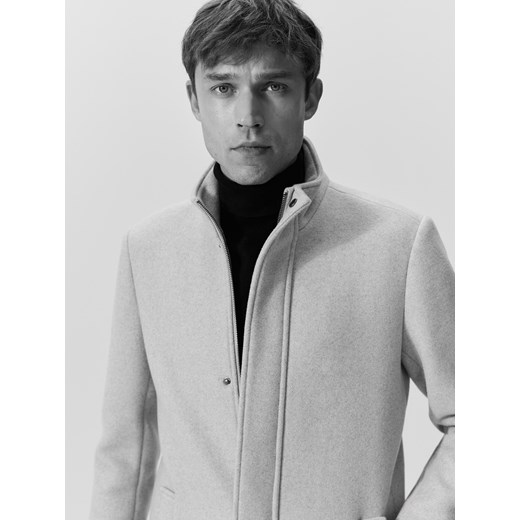 Reserved - Długi płaszcz z wełną - beżowy ze sklepu Reserved w kategorii Płaszcze męskie - zdjęcie 187196568