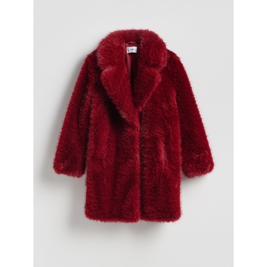 Reserved - Płaszcz z imitacji futra - czerwony - id: WM911-33X - marki Reserved - 187196617 Reserved - Płaszcz z imitacji futra - czerwony ze sklepu Reserved w kategorii Futra damskie - zdjęcie 187196617
