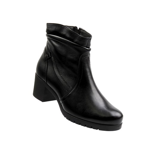 Wygodne, skórzane botki damskie na klocku - Galant 3320, czarne ze sklepu ulubioneobuwie w kategorii Botki - zdjęcie 187198048