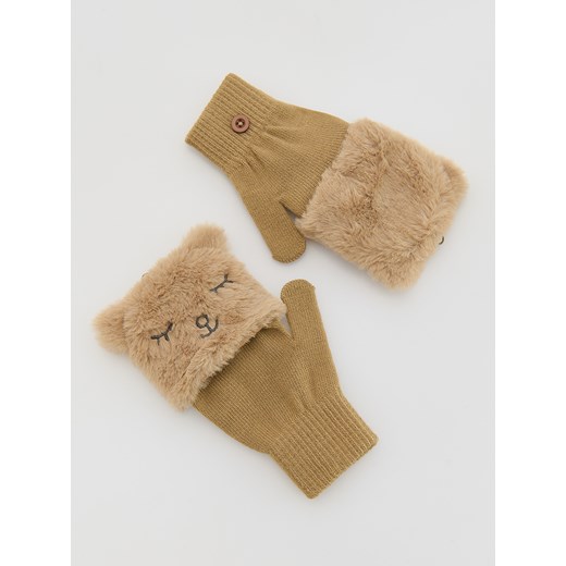 Reserved - Rękawiczki z futerkiem i uszami - brązowy Reserved 5-9 lat Reserved