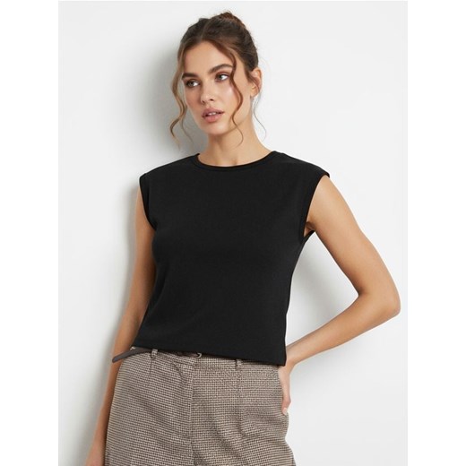 Sinsay - Bawełniana koszulka w prążek - czarny ze sklepu Sinsay w kategorii Bluzki damskie - zdjęcie 187200146