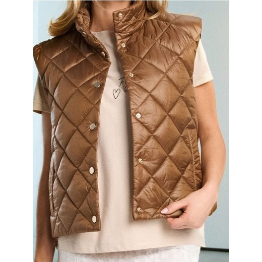 Sinsay - Pikowana kamizelka - brązowy ze sklepu Sinsay w kategorii Kamizelki damskie - zdjęcie 187200156