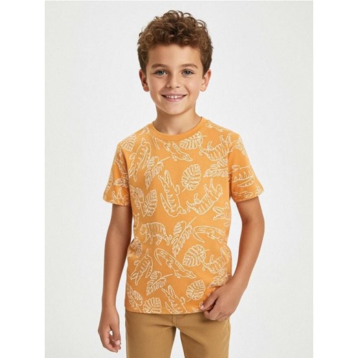 Sinsay - Koszulka we wzór roślinny - pomarańczowy ze sklepu Sinsay w kategorii T-shirty chłopięce - zdjęcie 187200225