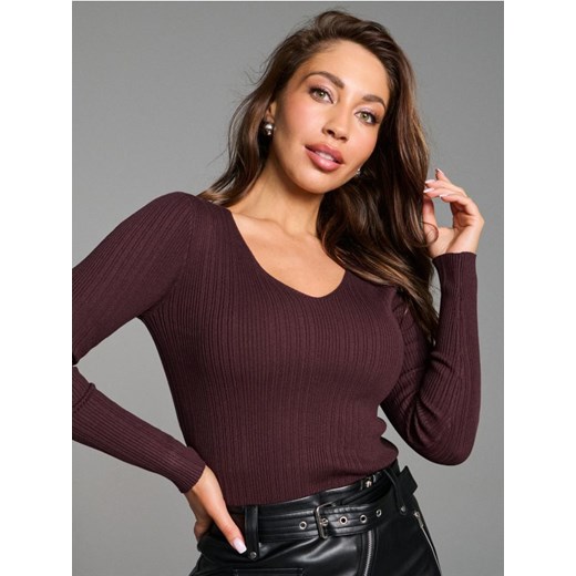 Sinsay - Sweter w prążki - bordowy ze sklepu Sinsay w kategorii Swetry damskie - zdjęcie 187200259