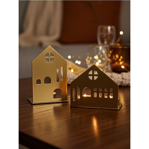 Sinsay - Świeczniki w kształcie domków 2 pack - złoty ze sklepu Sinsay w kategorii Świeczniki - zdjęcie 187200295